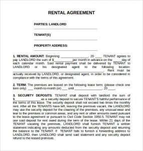 free printable basic rental agreement printable standard rental agreement