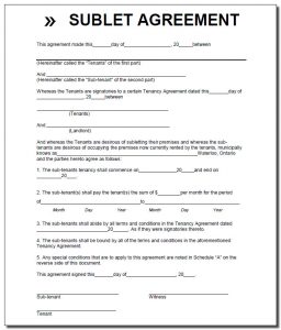 free printable basic rental agreement waterloo sublet agreement