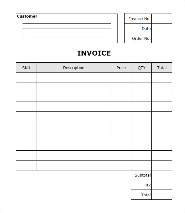 Free Printable Blank Invoice Templates Template Business