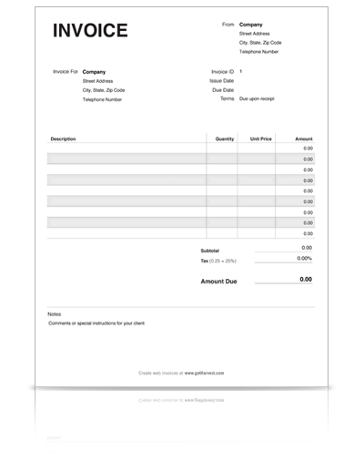 free printable blank invoice templates