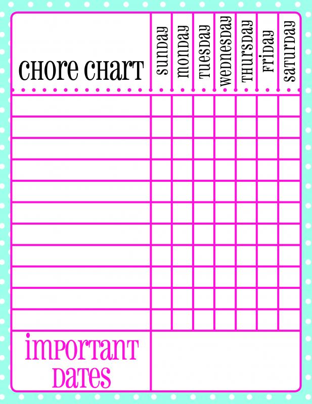 free printable chore chart templates