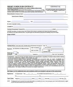 free printable contractor bid forms subcontractor contract template pdf