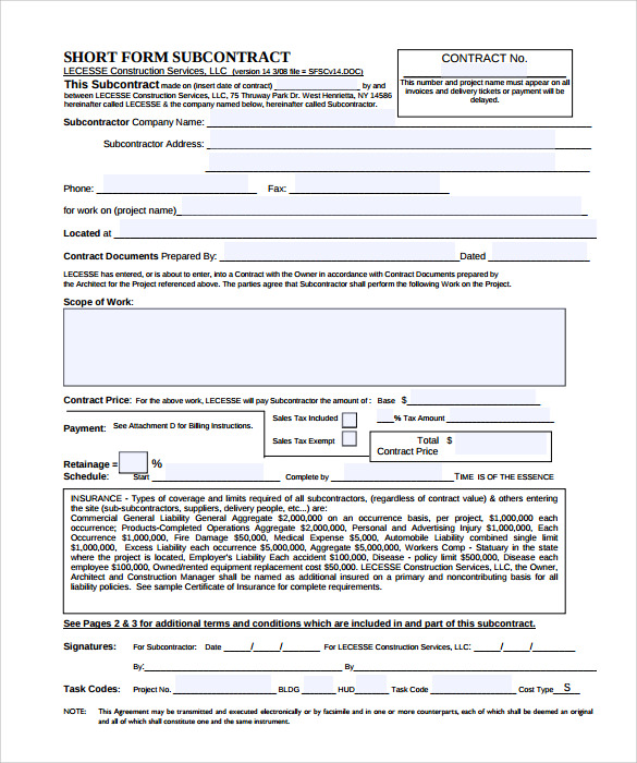 free printable contractor bid forms