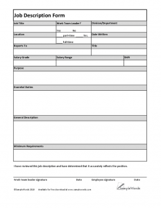 free printable employment application form pdf simple job description template