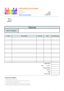 free printable estimate forms solid surface firm estimate form printed