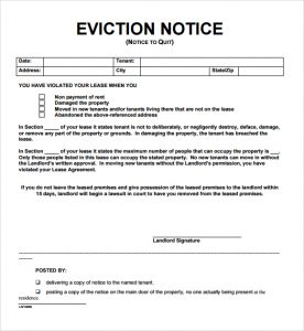free printable eviction notice template notice to vacate templates image