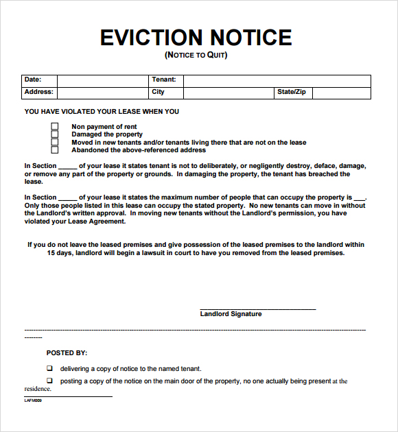 free printable eviction notice template