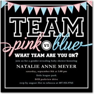 free printable gender reveal invitations team pink vs team blue gender reveal invitation