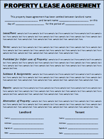free printable lease agreement
