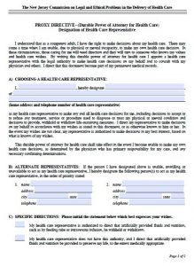 free printable legal guardianship forms new jersey proxy directive