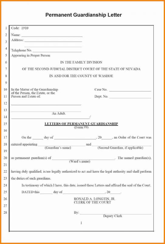  Free Printable Legal Guardianship Forms Template Business