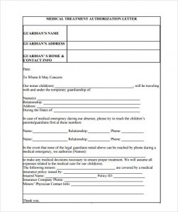free printable medical release form sample medical treatment authorization letter format