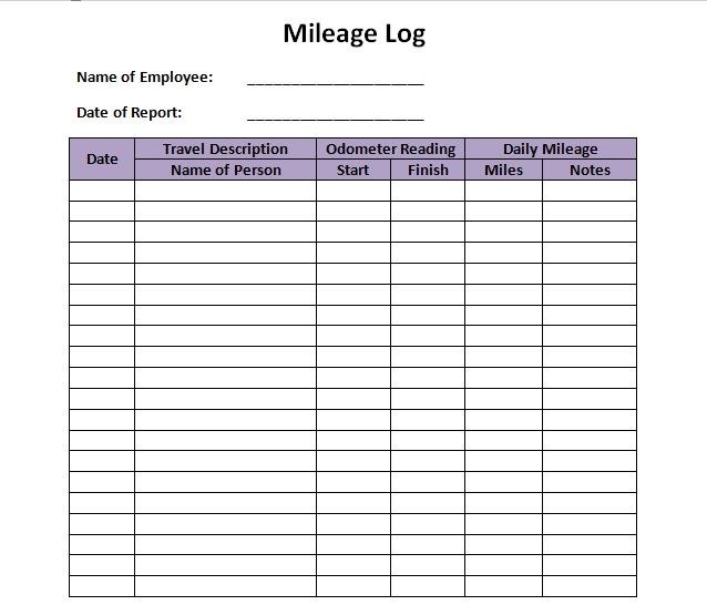 free printable mileage log
