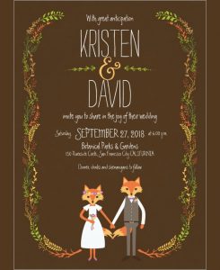 free printable postcard templates whimsical woodland foxes wedding invitation card example download