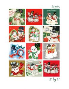 free printable postcards digital clipart vintage christmas card images snowman snowmen snow