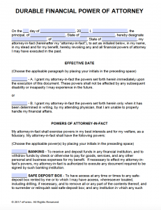 free printable power of attorney forms durable financial power of attorney form
