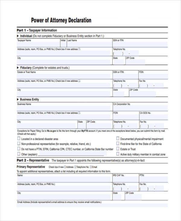 free printable power of attorney forms