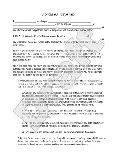 free printable power of attorney forms