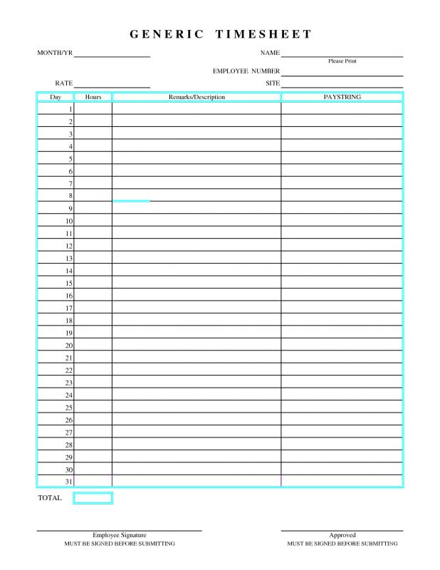 free printable time sheets