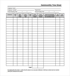 free printable timesheets semi monthly timesheet template
