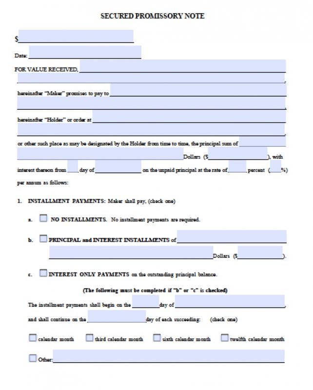 free promissory note template for personal loan