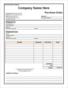 free purchase order template free purchase order template word