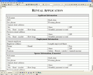 free rental application form blank lease agreement