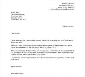 free resignation letter pdf format free resignation letter template download