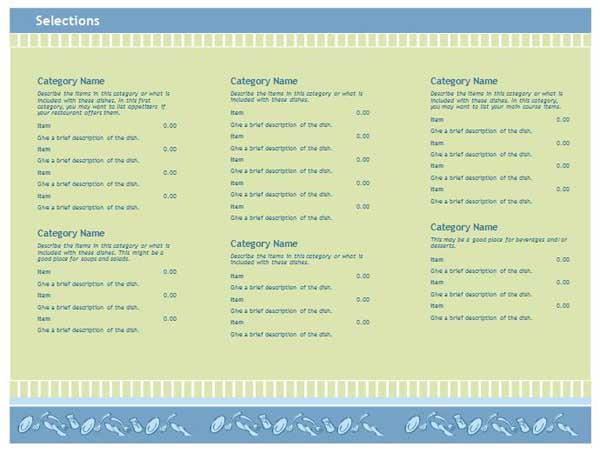 free restaurant menu templates for word