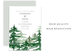 free rustic wedding invitation templates rustic forest watercolor backgrounds geometric rose gold wedding invitation clipart conifers pine trees mountains hills woodland graphics