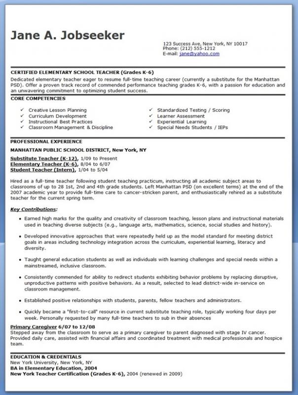 free sample resume for teachers