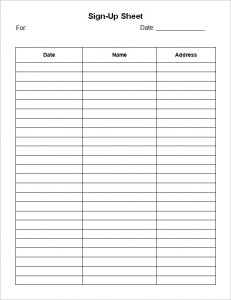 free sign up sheet sign up sheet template word