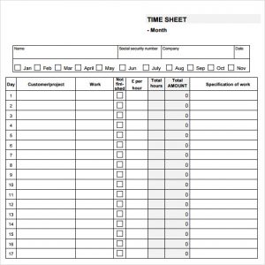 free timesheet template free printable monthly timesheet template