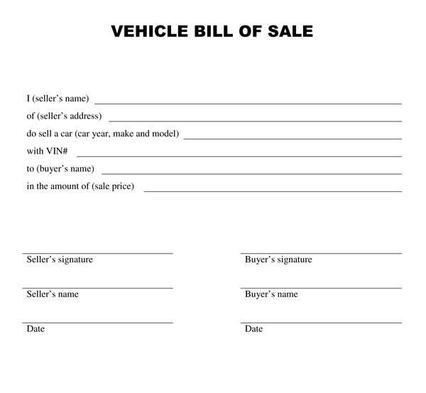 free vehicle bill of sale
