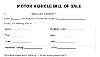 free vehicle bill of sale