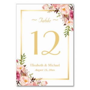 free wedding place card template elegant chic pink floral gold wedding table number card rcedbafbacaadbe ig byvr