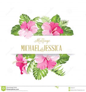 free wedding place card template tropical flower frame your card design clear space text wedding template calligraphic text place your