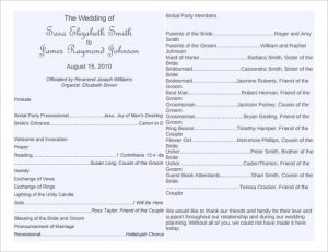 free wedding program template download free wedding program template editable pd