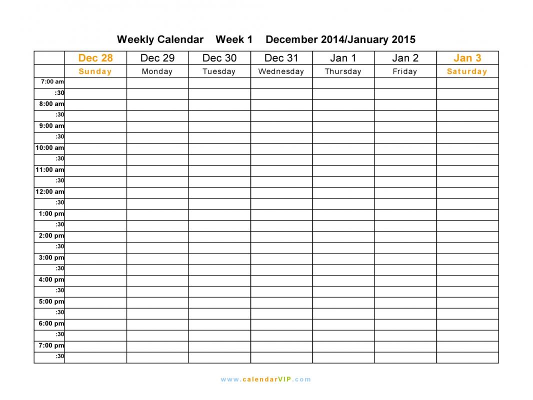 free weekly calendar