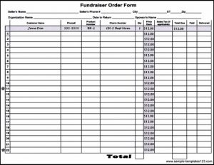 fundraiser order form blank fundraiser order form template