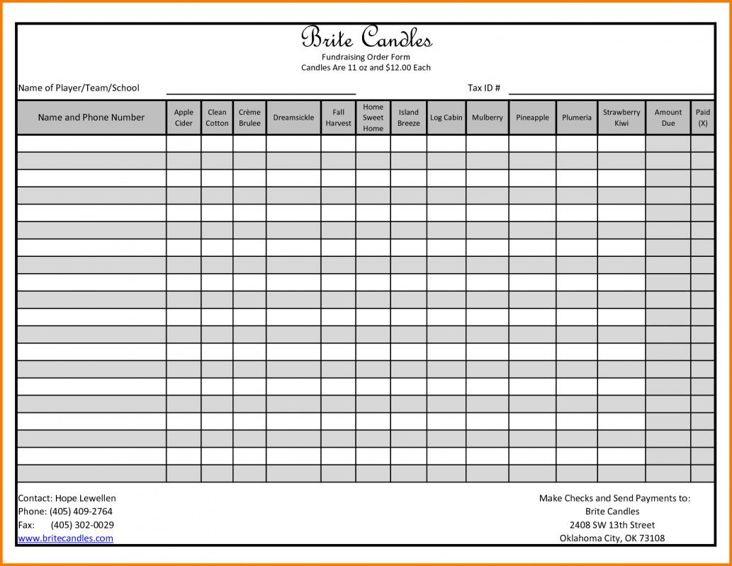 fundraiser order form template