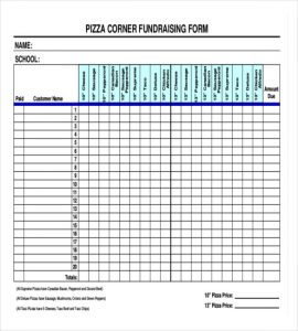 fundraiser order form template pizza corner fundraising form download