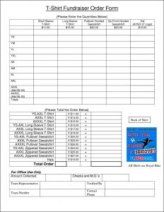 fundraising order form templates t shirt fundraiser order form template