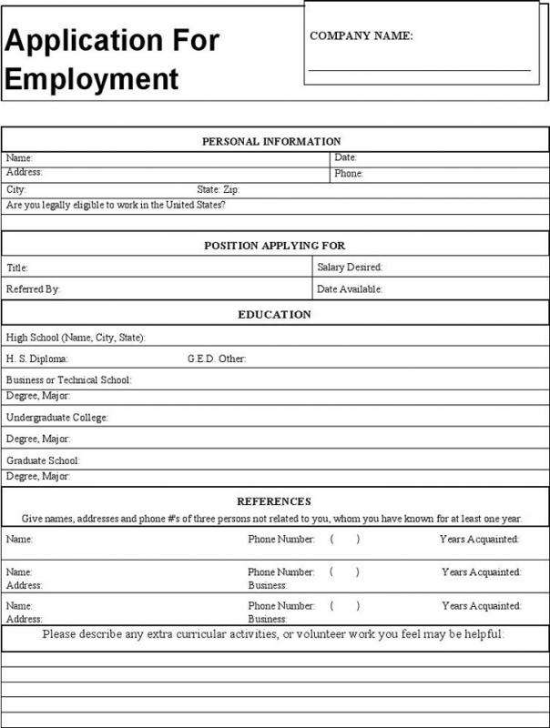 general application for employment