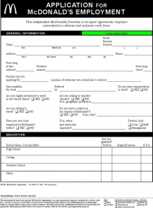 general application for employment template application for mcdonalds employment