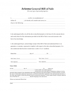 general bill of sale form arizona general bill of sale form 791x1024
