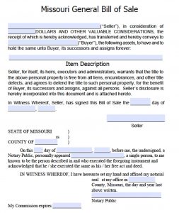 general bill of sale pdf missouri general bill of sale