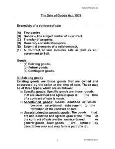 general contractor agreement the sale of goods act