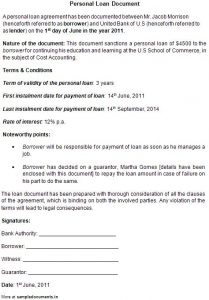 general power of attorney sample personal loan contract
