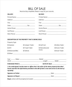 generic bill of sale form printable generic bill of sale